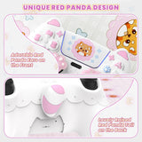 PlayVital Cute Spring Lesser Panda Silicone Cover for PS5 Controller with Joystick Cap and Sticker, Anti-Grip Shockproof Skin, Compatible with Charging Station - White - YSSPFP002