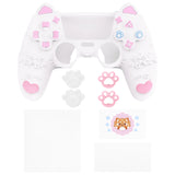 PlayVital Cute Spring Lesser Panda Silicone Cover for PS5 Controller with Joystick Cap and Sticker, Anti-Grip Shockproof Skin, Compatible with Charging Station - White - YSSPFP002