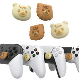 PlayVital Cute Thumb Grip Caps for PS5/4 Controller, Silicone Analog Stick Caps Cover for Xbox Series X/S, Thumbstick Caps for Switch Pro Controller - Cute Bear - PJM3044