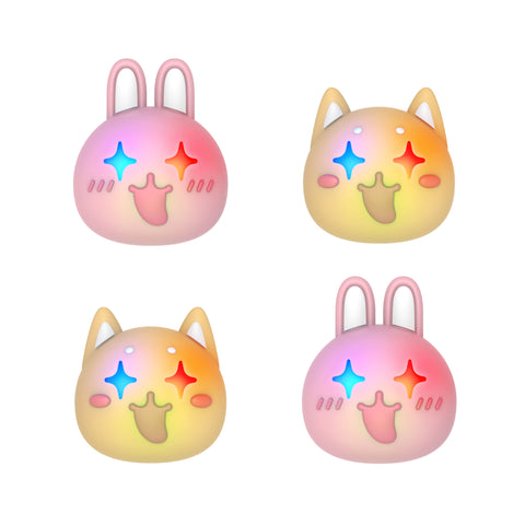 PlayVital Cute Universal Illuminated LED Thumbstick Grips for ps5 & ps4 & Xbox Series X/S & Xbox One & Switch Pro Controller - Cheeky Bunny & Puppy - PJM6009