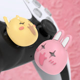 PlayVital Cute Universal Illuminated LED Thumbstick Grips for ps5 & ps4 & Xbox Series X/S & Xbox One & Switch Pro Controller - Cheeky Bunny & Puppy - PJM6009
