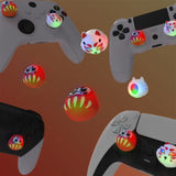 PlayVital Cute Universal Illuminated LED Thumbstick Grips for ps5 & ps4 & Xbox Series X/S & Xbox One & Switch Pro Controller - Daruma & Kitsune - PJM6005