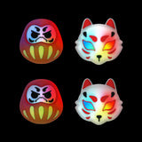 PlayVital Cute Universal Illuminated LED Thumbstick Grips for ps5 & ps4 & Xbox Series X/S & Xbox One & Switch Pro Controller - Daruma & Kitsune - PJM6005