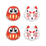 PlayVital Cute Universal Illuminated LED Thumbstick Grips for ps5 & ps4 & Xbox Series X/S & Xbox One & Switch Pro Controller - Daruma & Kitsune - PJM6005