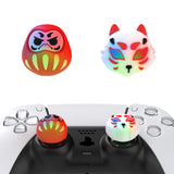 PlayVital Cute Universal Illuminated LED Thumbstick Grips for ps5 & ps4 & Xbox Series X/S & Xbox One & Switch Pro Controller - Daruma & Kitsune - PJM6005