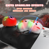 PlayVital Cute Universal Illuminated LED Thumbstick Grips for ps5 & ps4 & Xbox Series X/S & Xbox One & Switch Pro Controller - Daruma & Kitsune - PJM6005