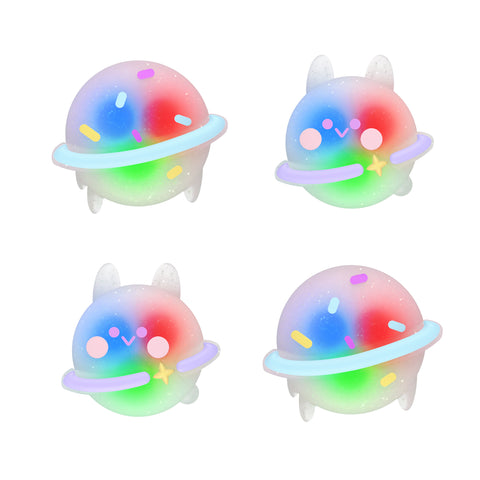 PlayVital Cute Universal Illuminated LED Thumbstick Grips for ps5 & ps4 & Xbox Series X/S & Xbox One & Switch Pro Controller - Planet & Sweet Bunny - PJM6010