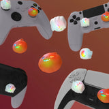 PlayVital Cute Universal Illuminated LED Thumbstick Grips for ps5 & ps4 & Xbox Series X/S & Xbox One & Switch Pro Controller - Spooky Ghost with Pumpkin - PJM6008