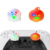 PlayVital Cute Universal Illuminated LED Thumbstick Grips for ps5 & ps4 & Xbox Series X/S & Xbox One & Switch Pro Controller - Spooky Ghost with Pumpkin - PJM6008
