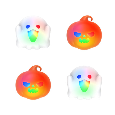 PlayVital Cute Universal Illuminated LED Thumbstick Grips for ps5 & ps4 & Xbox Series X/S & Xbox One & Switch Pro Controller - Spooky Ghost with Pumpkin - PJM6008