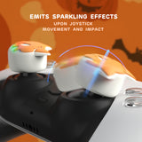 PlayVital Cute Universal Illuminated LED Thumbstick Grips for ps5 & ps4 & Xbox Series X/S & Xbox One & Switch Pro Controller - Tricky Kitty & Dorky Kitty - PJM6011