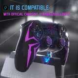 PlayVital Cyber Spider Design for ps5 Controller Silicone Case with 2 Thumb Grips and 6 Sticker, Slip-resistant Shockproof Controller Cover Skin, Fits for Charging Dock - Black & Purple - KBBPFP001