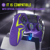 PlayVital Cyber Spider Design for ps5 Controller Silicone Case with 2 Thumb Grips and 6 Sticker, Slip-resistant Shockproof Controller Cover Skin, Fits for Charging Dock - Purple & Green - KBBPFP004