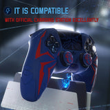 PlayVital Cyber Spider Design for ps5 Controller Silicone Case with 2 Thumb Grips and 6 Sticker, Slip-resistant Shockproof Controller Cover Skin, Fits for Charging Dock - Red & Blue - KBBPFP005