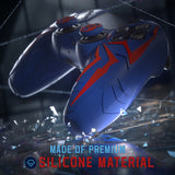 PlayVital Cyber Spider Design for ps5 Controller Silicone Case with 2 Thumb Grips and 6 Sticker, Slip-resistant Shockproof Controller Cover Skin, Fits for Charging Dock - Red & Blue - KBBPFP005