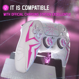 PlayVital Cyber Spider Design for ps5 Controller Silicone Case with 2 Thumb Grips and 6 Sticker, Slip-resistant Shockproof Controller Cover Skin, Fits for Charging Dock - White & Pink - KBBPFP002