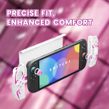 PlayVital Cyber Spider Protective Case for Nintendo Switch 2, Ergonomic Anti-slip Silicone Grip Covers, Dockable Hard Case Shell for Switch 2 with Joystick Cap & Sticker, Shockproof Skin - White - SYDNTP002