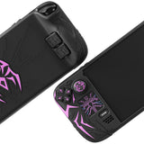 PlayVital Cyber Spider Protective Case for Steam Deck OLED/LCD, Anti-Slip Silicone Grip Cover with Back Button Enhancements, Thumb Grips and Trackpad Skins - Black - ZEVSDP001