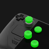 PlayVital Diamond Grain & Crack Bomb Design Ergonomic Stick Caps Thumb Grips for Steam Deck LCD & OLED, for PS Portal Remote Player with 3 Height Convex and Concave - Green - YFSDM041