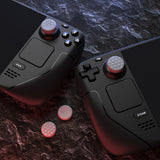 PlayVital Thumb Grip Caps for Steam Deck LCD, for PS Portal Remote Player Silicone Thumbsticks Grips Joystick Caps for Steam Deck OLED - Diamond Grain & Crack Bomb Design - Cool Gray - YFSDM050