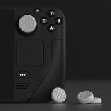 PlayVital Thumb Grip Caps for Steam Deck LCD, for PS Portal Remote Player Silicone Thumbsticks Grips Joystick Caps for Steam Deck OLED - Diamond Grain & Crack Bomb Design - Cool Gray - YFSDM050