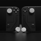 PlayVital Thumb Grip Caps for Steam Deck LCD, for PS Portal Remote Player Silicone Thumbsticks Grips Joystick Caps for Steam Deck OLED - Diamond Grain & Crack Bomb Design - Cool Gray - YFSDM050