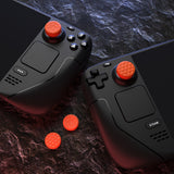 PlayVital Thumb Grip Caps for Steam Deck LCD, for PS Portal Remote Player Silicone Thumbsticks Grips Joystick Caps for Steam Deck OLED - Diamond Grain & Crack Bomb Design - Orange - YFSDM051