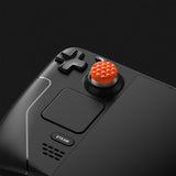 PlayVital Thumb Grip Caps for Steam Deck LCD, for PS Portal Remote Player Silicone Thumbsticks Grips Joystick Caps for Steam Deck OLED - Diamond Grain & Crack Bomb Design - Orange - YFSDM051
