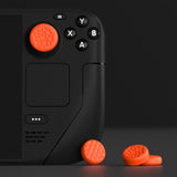 PlayVital Thumb Grip Caps for Steam Deck LCD, for PS Portal Remote Player Silicone Thumbsticks Grips Joystick Caps for Steam Deck OLED - Diamond Grain & Crack Bomb Design - Orange - YFSDM051