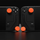 PlayVital Thumb Grip Caps for Steam Deck LCD, for PS Portal Remote Player Silicone Thumbsticks Grips Joystick Caps for Steam Deck OLED - Diamond Grain & Crack Bomb Design - Orange - YFSDM051