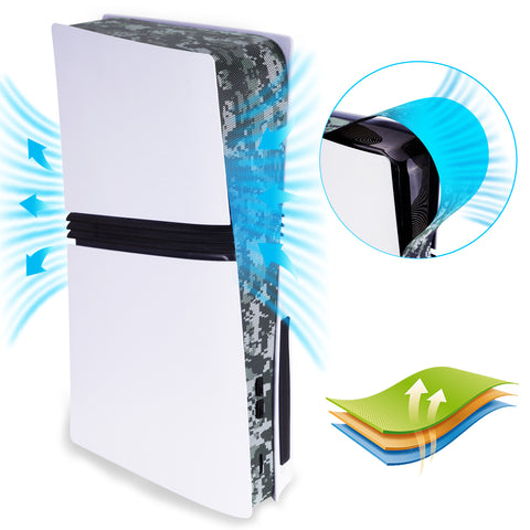 PlayVital Dust Filter & Silicone Plug Set for PS5 Pro Console, Anti-Dust Protection Accessories Easy Installation for PS5 Pro Console with Silicone Port Covers - Digital Camouflage - LSQPFV002