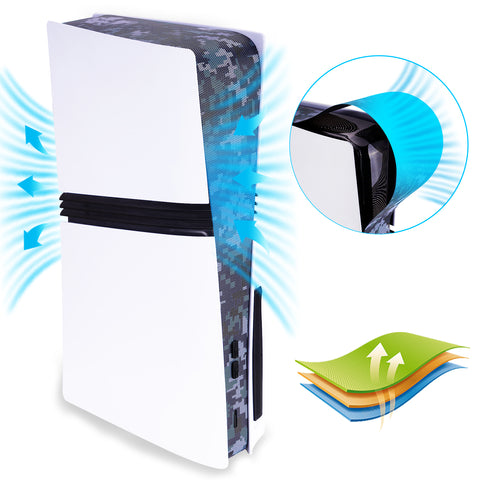 PlayVital Dust Filter & Silicone Plug Set for PS5 Pro Console, Anti-Dust Protection Accessories Easy Installation for PS5 Pro Console with Silicone Port Covers - Urban Digital Camo - LSQPFV003