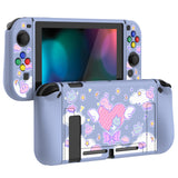 PlayVital Fantasy Bunny & Bear Protective Case for NS, Soft TPU Slim Case Cover for NS Joycon Console with Colorful ABXY Direction Button Caps - NTU6024G2