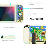 PlayVital ZealProtect Soft Protective Case for Nintendo Switch, Flexible Cover for Switch with Tempered Glass Screen Protector & Thumb Grips & ABXY Direction Button Caps - Fruity Party - RNSYV6048
