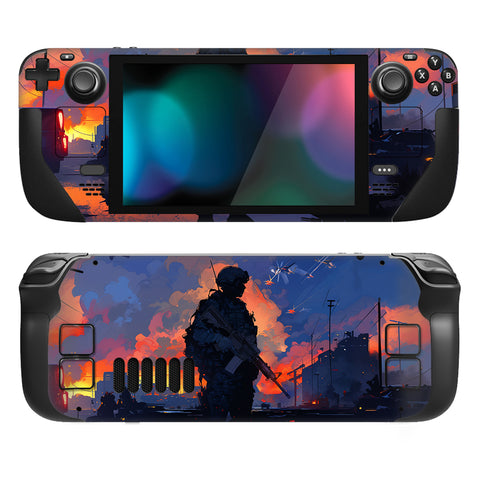 PlayVital Full Set Protective Skin Decal for Steam Deck, Custom Stickers Vinyl Cover for Steam Deck Handheld Gaming PC - Heroic Decision - SDTM081