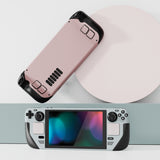 PlayVital Full Set Protective Skin Decal for Steam Deck, Custom Stickers Vinyl Cover for Steam Deck Handheld Gaming PC - Pale Series - Mist Grey & Pink #1 - SDTM086
