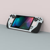 PlayVital Full Set Protective Skin Decal for Steam Deck, Custom Stickers Vinyl Cover for Steam Deck Handheld Gaming PC - Pale Series - Mist Grey & Pink #1 - SDTM086