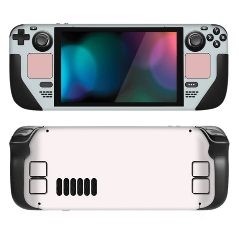 PlayVital Full Set Protective Skin Decal for Steam Deck, Custom Stickers Vinyl Cover for Steam Deck Handheld Gaming PC - Pale Series - Mist Grey & Pink #2 - SDTM087