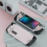 PlayVital Full Set Protective Skin Decal for Steam Deck, Custom Stickers Vinyl Cover for Steam Deck Handheld Gaming PC - Pale Series - Mist Grey & Pink #2 - SDTM087