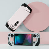 PlayVital Full Set Protective Skin Decal for Steam Deck, Custom Stickers Vinyl Cover for Steam Deck Handheld Gaming PC - Pale Series - Mist Grey & Pink #2 - SDTM087