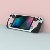 PlayVital Full Set Protective Skin Decal for Steam Deck, Custom Stickers Vinyl Cover for Steam Deck Handheld Gaming PC - Pale Series - Mist Grey & Pink #2 - SDTM087