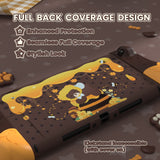 PlayVital Good Night Bear Dockable Protective Case for Nintendo Switch 2 - Detachable Silicone Joycon Grips & Shockproof Back Cover with Cute Bear Thumbs Caps - Brown - WNXNTM002