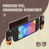 PlayVital Good Night Bear Dockable Protective Case for Nintendo Switch 2 - Detachable Silicone Joycon Grips & Shockproof Back Cover with Cute Bear Thumbs Caps - Brown - WNXNTM002