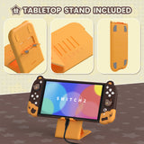 PlayVital Good Night Bear Dockable Protective Case for Nintendo Switch 2 - Detachable Silicone Joycon Grips & Shockproof Back Cover with Cute Bear Thumbs Caps - Brown - WNXNTM002