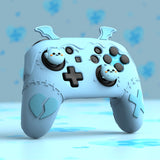 PlayVital Gothic Imp Series Cute Silicone Case for Nintendo Switch Pro Controller with 4 Thumb Grip & 2 Sticker, Non-Slip Anti-Scratch Protective Silicone Skin Cover - Aqua Blue - PVLNPP003