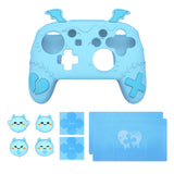 PlayVital Gothic Imp Series Cute Silicone Case for Nintendo Switch Pro Controller with 4 Thumb Grip & 2 Sticker, Non-Slip Anti-Scratch Protective Silicone Skin Cover - Aqua Blue - PVLNPP003