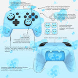 PlayVital Gothic Imp Series Cute Silicone Case for Nintendo Switch Pro Controller with 4 Thumb Grip & 2 Sticker, Non-Slip Anti-Scratch Protective Silicone Skin Cover - Aqua Blue - PVLNPP003