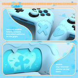 PlayVital Gothic Imp Series Cute Silicone Case for Nintendo Switch Pro Controller with 4 Thumb Grip & 2 Sticker, Non-Slip Anti-Scratch Protective Silicone Skin Cover - Aqua Blue - PVLNPP003