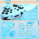 PlayVital Gothic Imp Series Cute Silicone Case for Nintendo Switch Pro Controller with 4 Thumb Grip & 2 Sticker, Non-Slip Anti-Scratch Protective Silicone Skin Cover - Aqua Blue - PVLNPP003