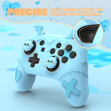 PlayVital Gothic Imp Series Cute Silicone Case for Nintendo Switch Pro Controller with 4 Thumb Grip & 2 Sticker, Non-Slip Anti-Scratch Protective Silicone Skin Cover - Aqua Blue - PVLNPP003